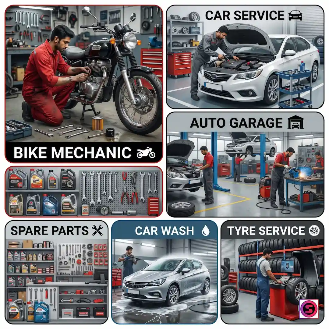 Automobile services, car service centers, bike mechanics